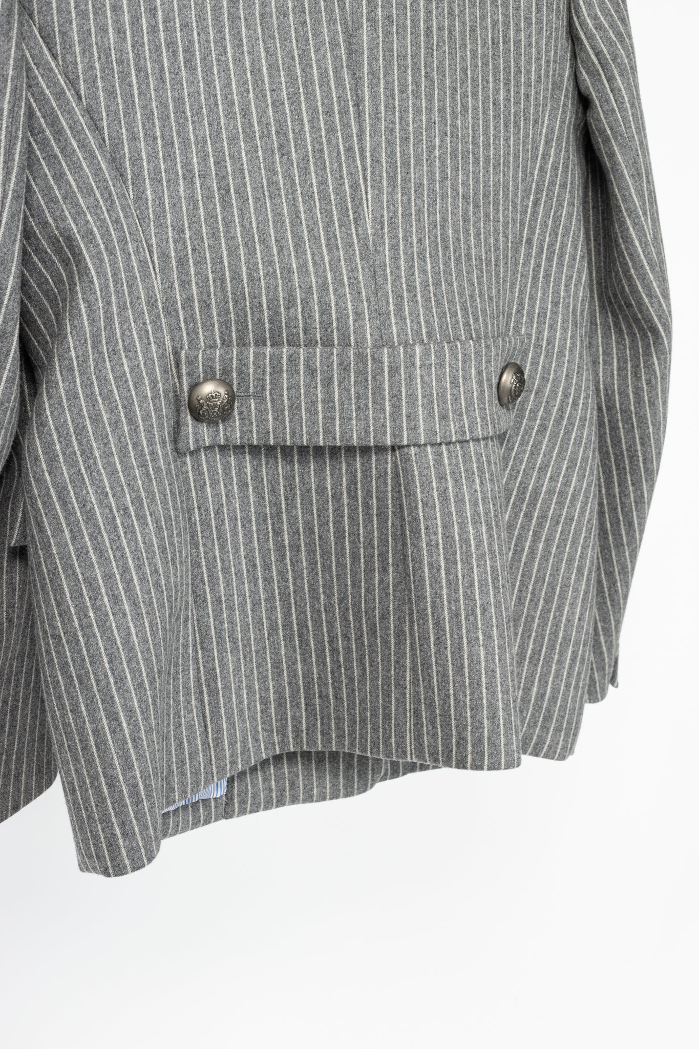 Balenciaga AW07 Grey Pinstripe Wool-Flannel Velvet-Lapel Blazer