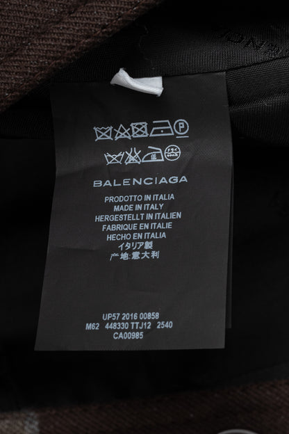 Balenciaga AW/16 Runway Brown Check Wool Belted Coat