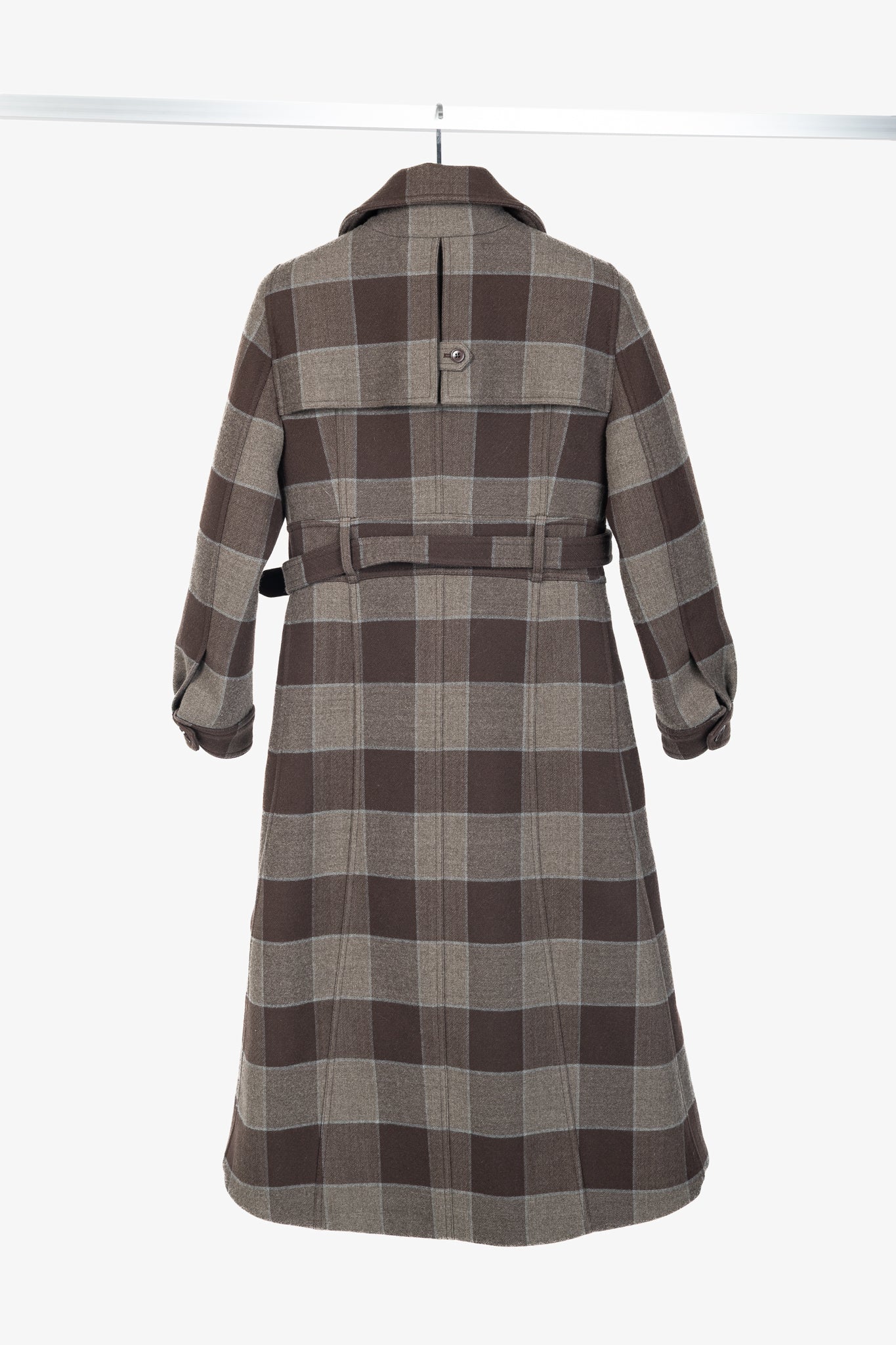 Balenciaga AW/16 Runway Brown Check Wool Belted Coat