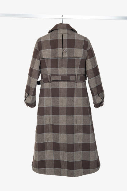 Balenciaga AW/16 Runway Brown Check Wool Belted Coat