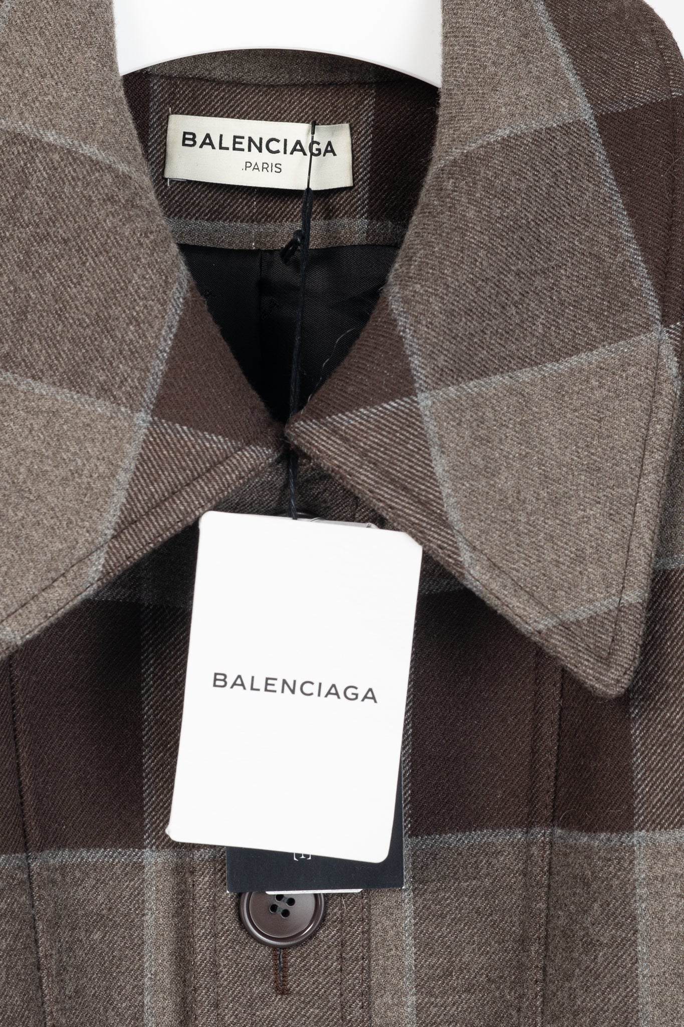Balenciaga AW/16 Runway Brown Check Wool Belted Coat