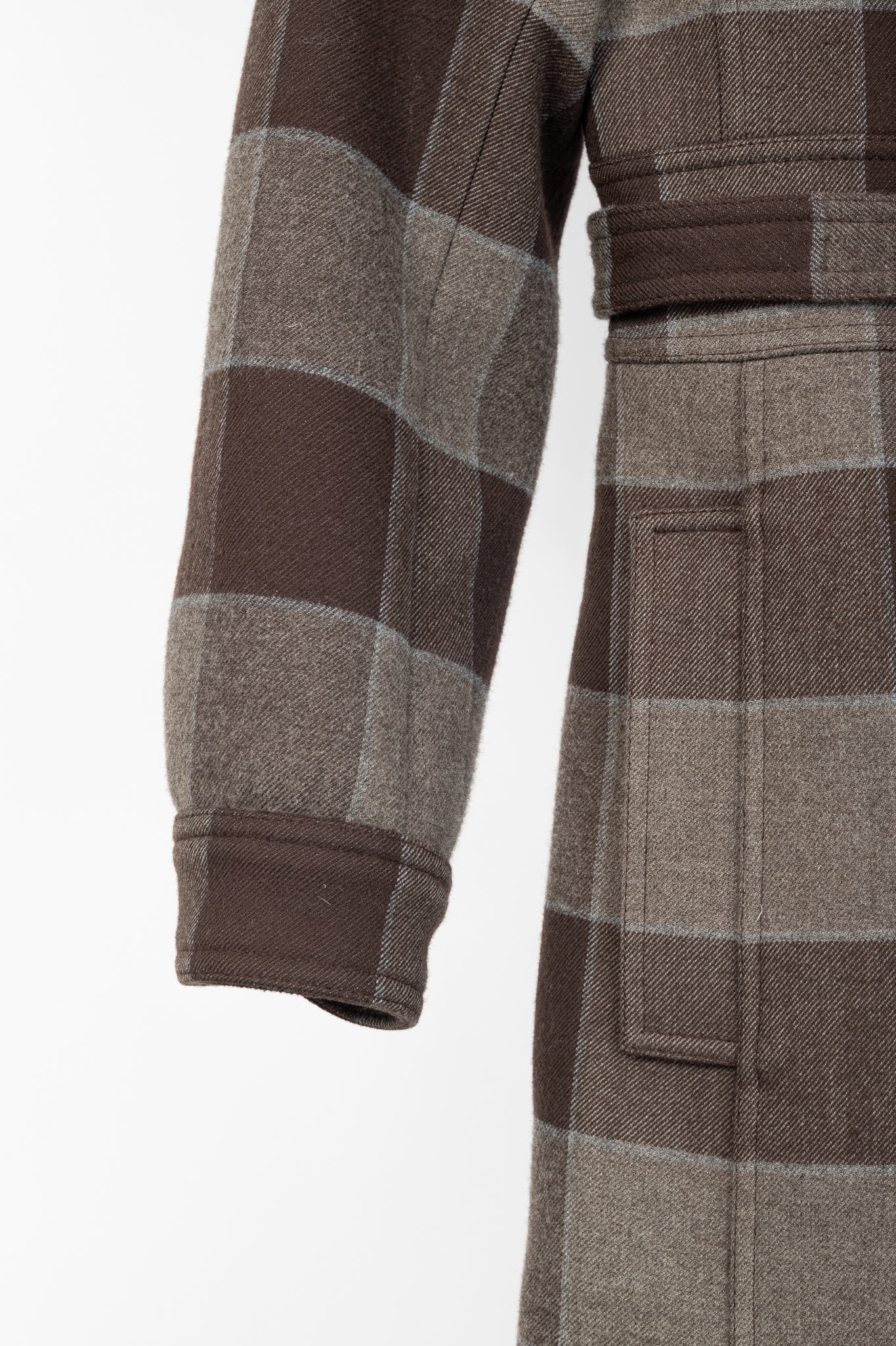 Balenciaga AW/16 Runway Brown Check Wool Belted Coat