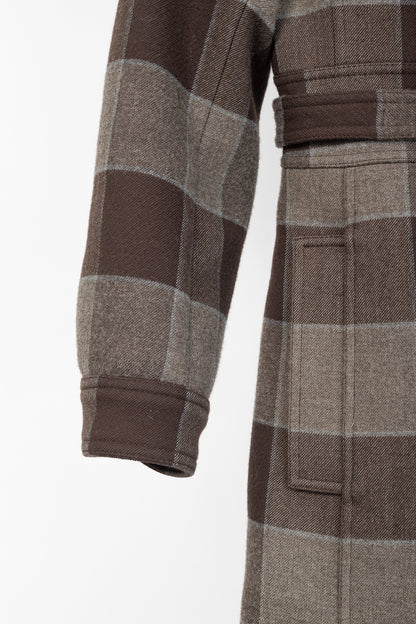 Balenciaga AW/16 Runway Brown Check Wool Belted Coat
