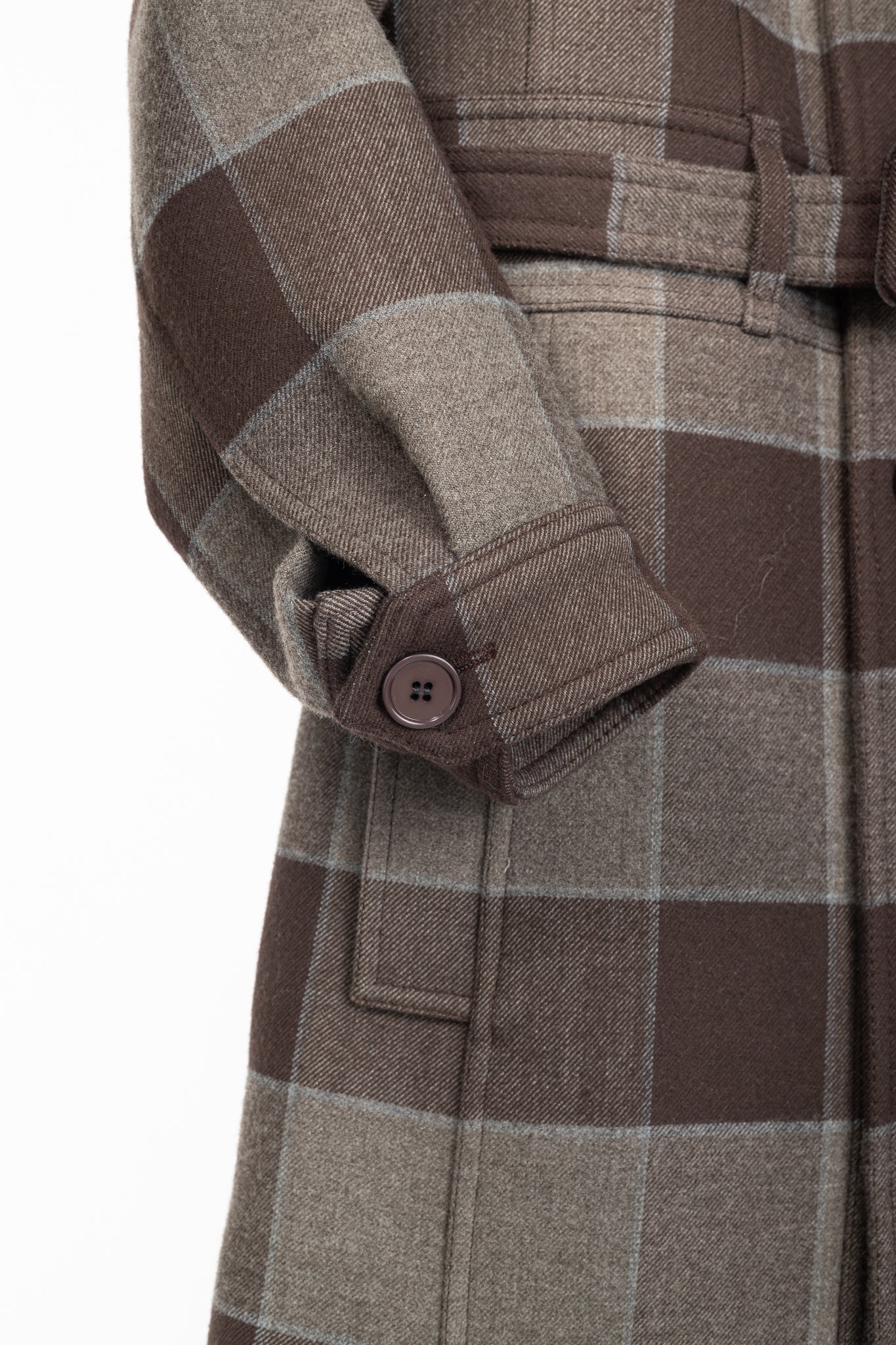 Balenciaga AW/16 Runway Brown Check Wool Belted Coat