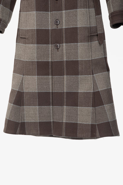 Balenciaga AW/16 Runway Brown Check Wool Belted Coat