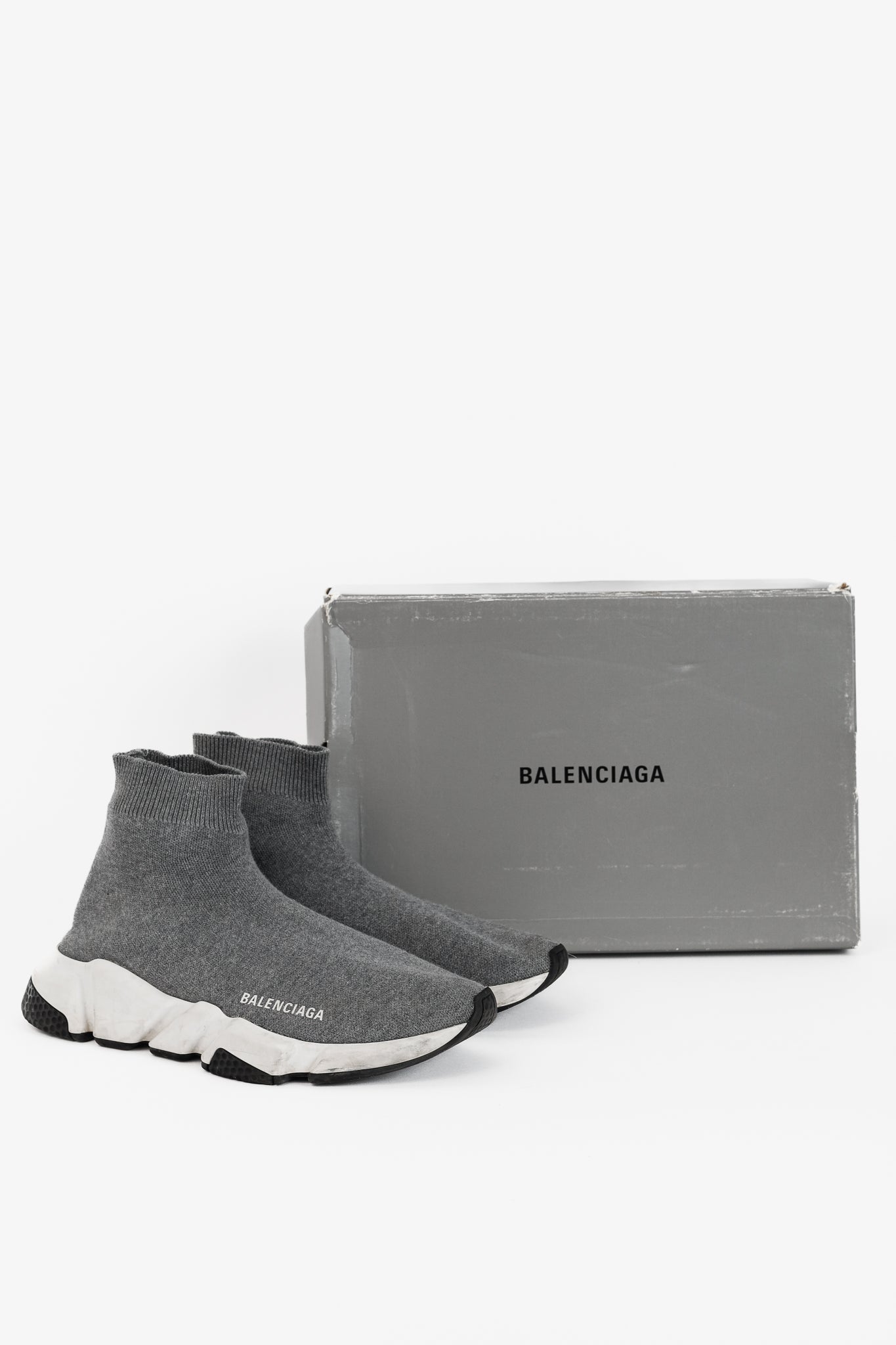 Balenciaga Speed LT Dark Grey New Kine Knit High-Top Sneakers
