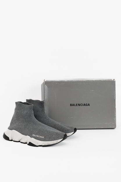 Balenciaga Speed LT Dark Grey New Kine Knit High-Top Sneakers