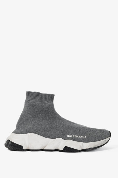 Balenciaga Speed LT Dark Grey New Kine Knit High-Top Sneakers