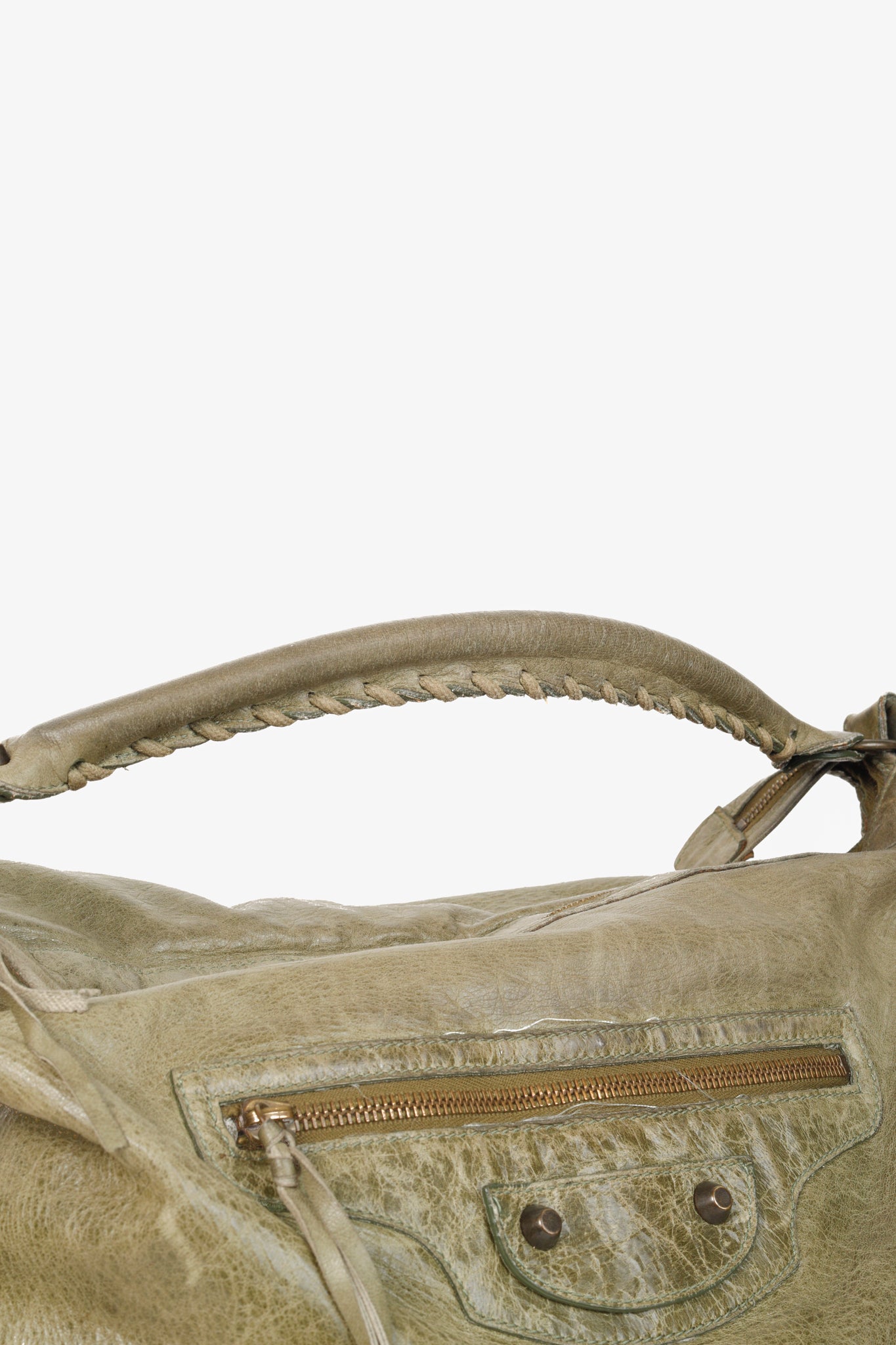 Balenciaga Large Day Bag Green Grey Leather Blogger Armoire