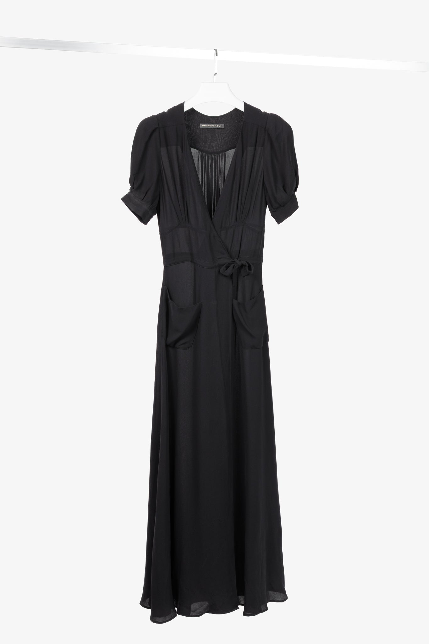 Balenciaga Black Silk-Crepe Wrap Maxi Dress