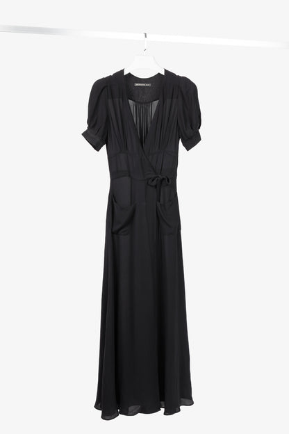 Balenciaga Black Silk-Crepe Wrap Maxi Dress