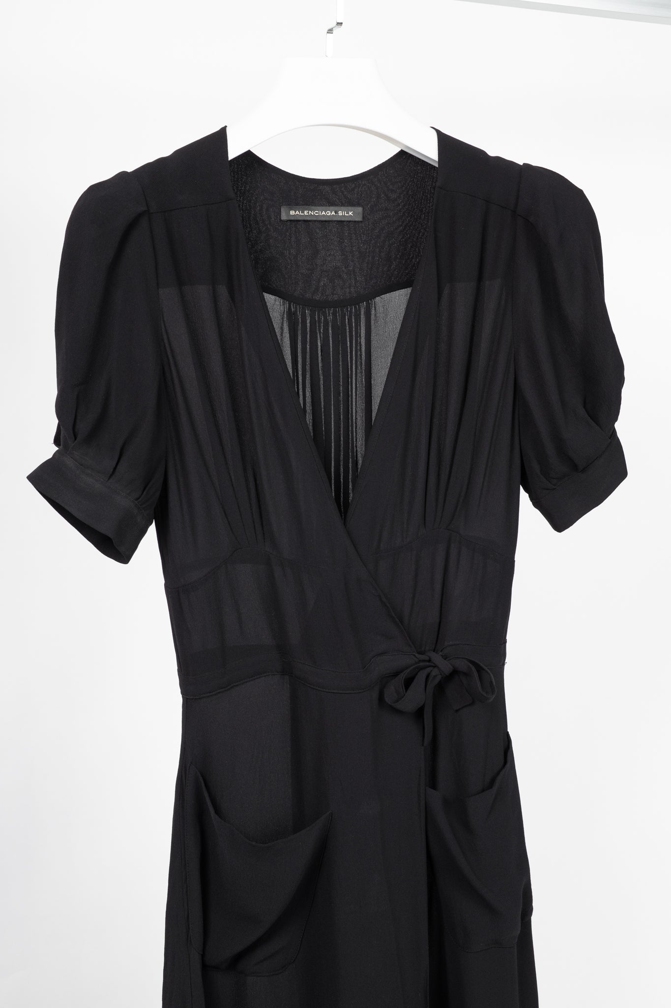 Balenciaga Black Silk-Crepe Wrap Maxi Dress