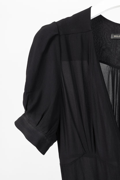 Balenciaga Black Silk-Crepe Wrap Maxi Dress