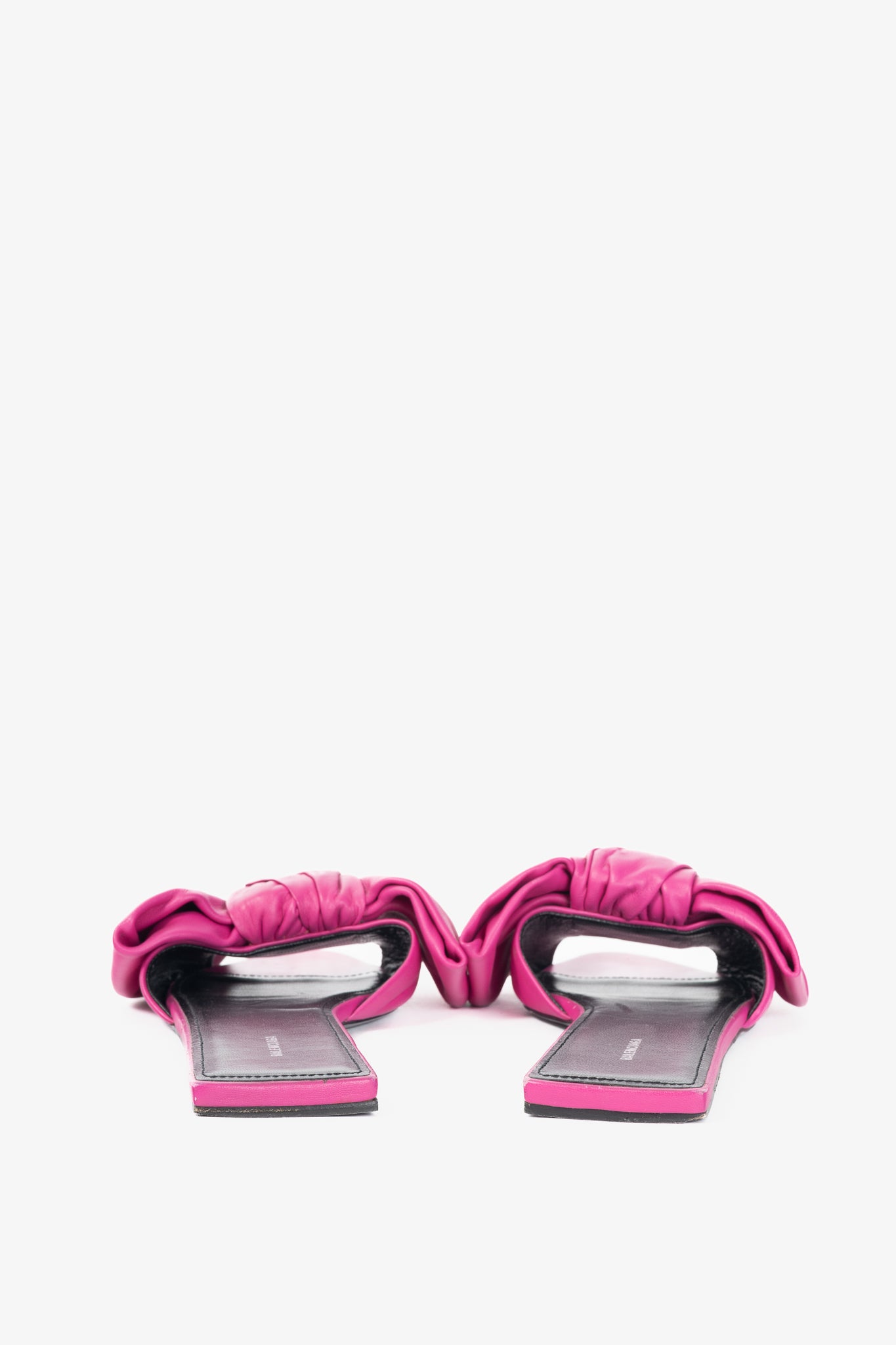 Balenciaga Magenta Pink Square Knife Bow Open-Toe Mule Sandals