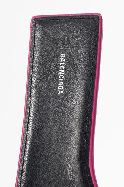 Balenciaga Magenta Pink Square Knife Bow Open-Toe Mule Sandals