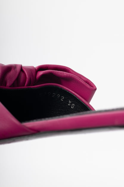 Balenciaga Magenta Pink Square Knife Bow Open-Toe Mule Sandals