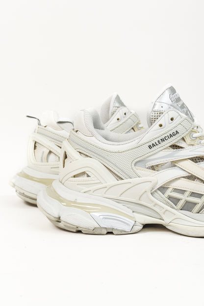 Balenciaga Track Sneaker in White with Silver Accents