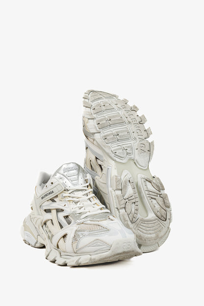 Balenciaga Track Sneaker in White with Silver Accents
