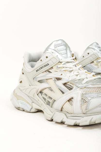 Balenciaga Track Sneaker in White with Silver Accents
