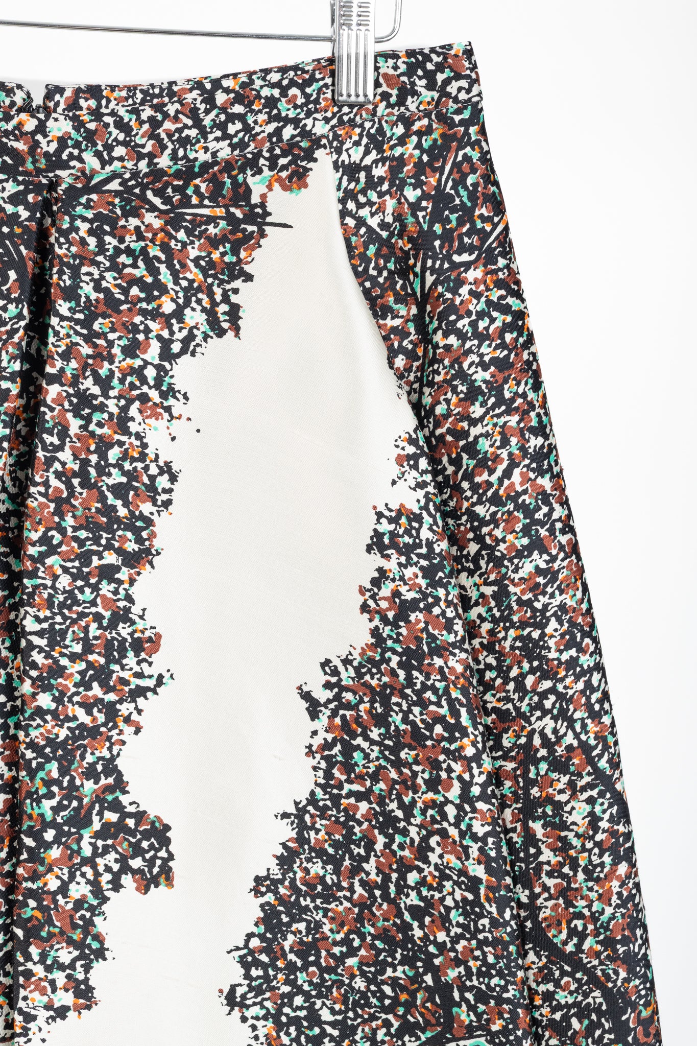 Balenciaga Resort 2012 Runway White Leaves-Print Silk Full Mini Skirt