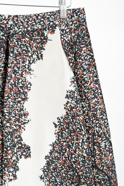 Balenciaga Resort 2012 Runway White Leaves-Print Silk Full Mini Skirt