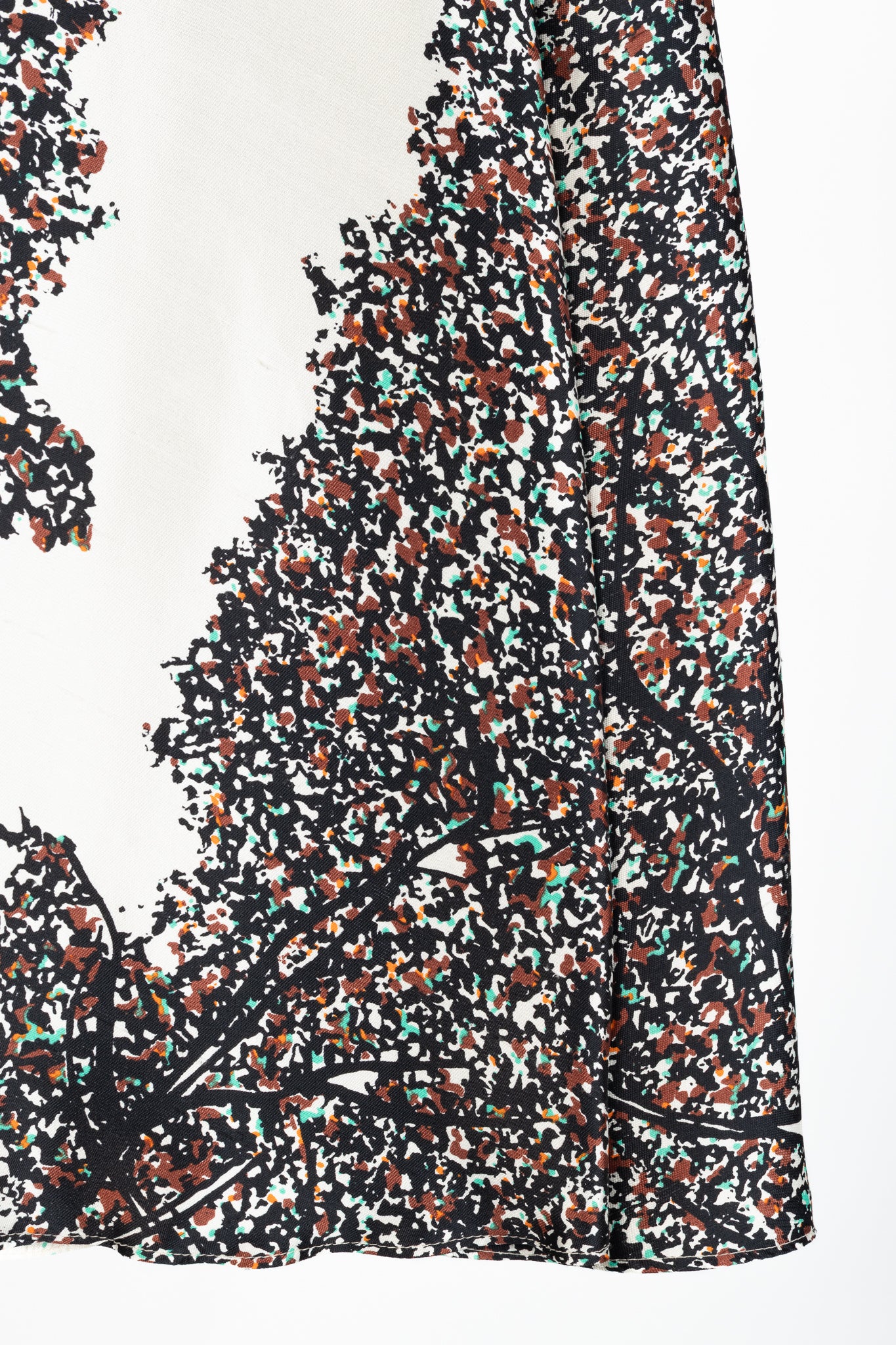 Balenciaga Resort 2012 Runway White Leaves-Print Silk Full Mini Skirt