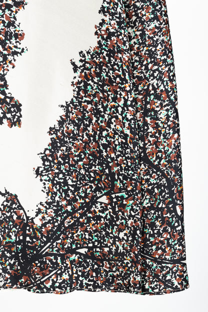 Balenciaga Resort 2012 Runway White Leaves-Print Silk Full Mini Skirt