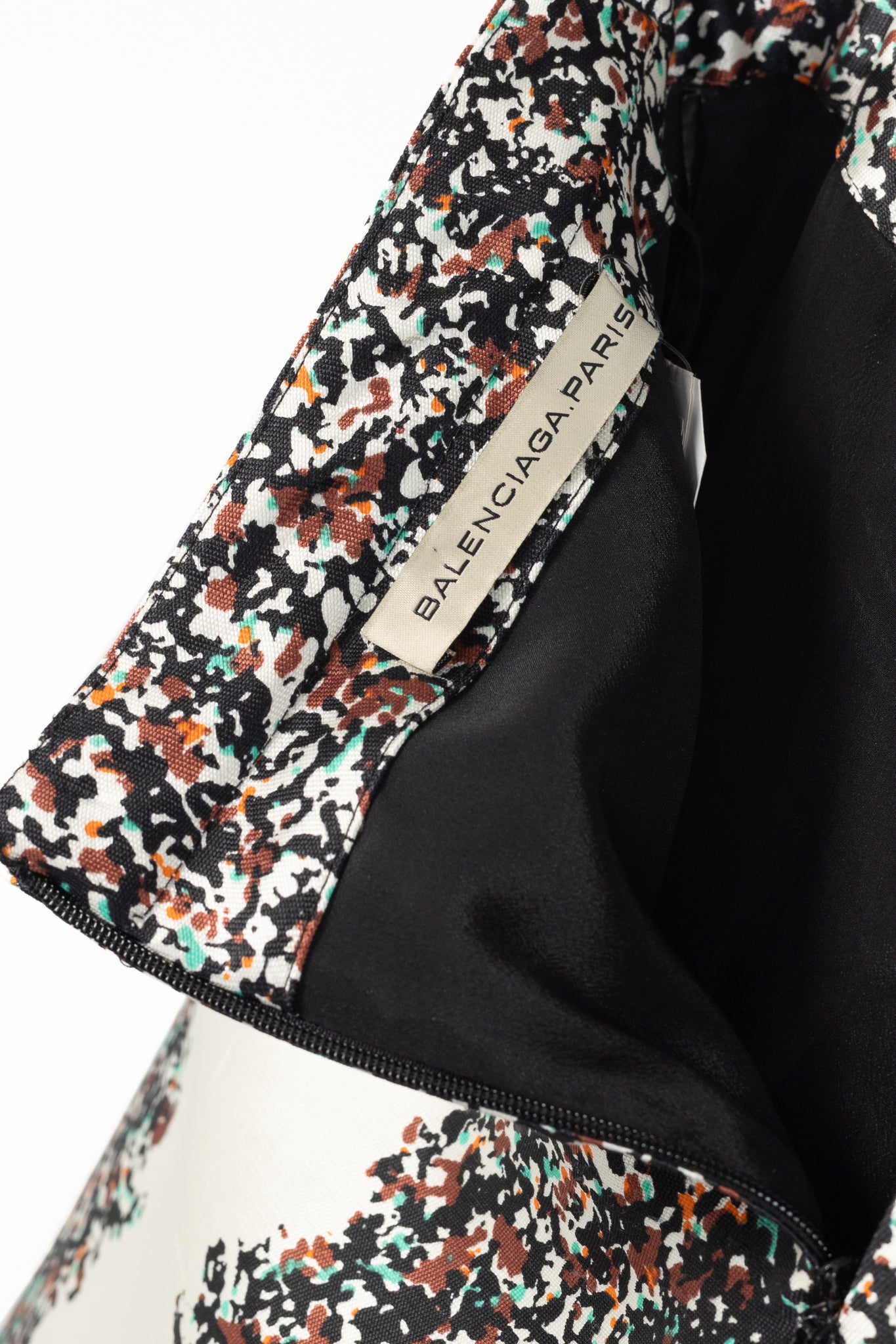 Balenciaga Resort 2012 Runway White Leaves-Print Silk Full Mini Skirt