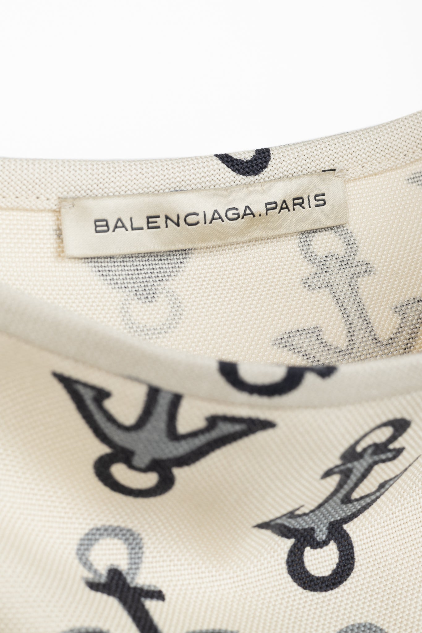Balenciaga Cream & Black Anchor-Print Silk Mini Skirt