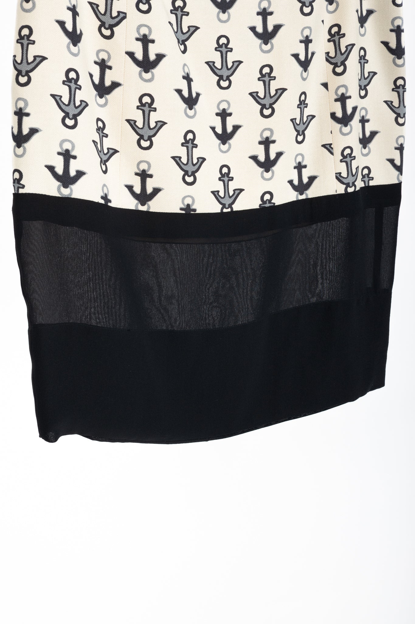 Balenciaga Cream & Black Anchor-Print Silk Mini Skirt