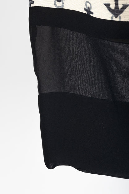 Balenciaga Cream & Black Anchor-Print Silk Mini Skirt