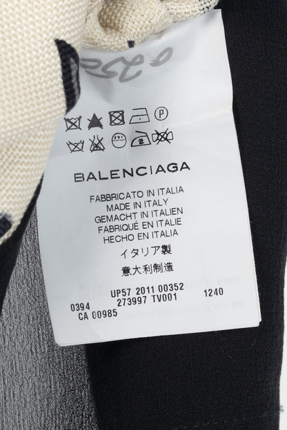 Balenciaga Cream & Black Anchor-Print Silk Mini Skirt