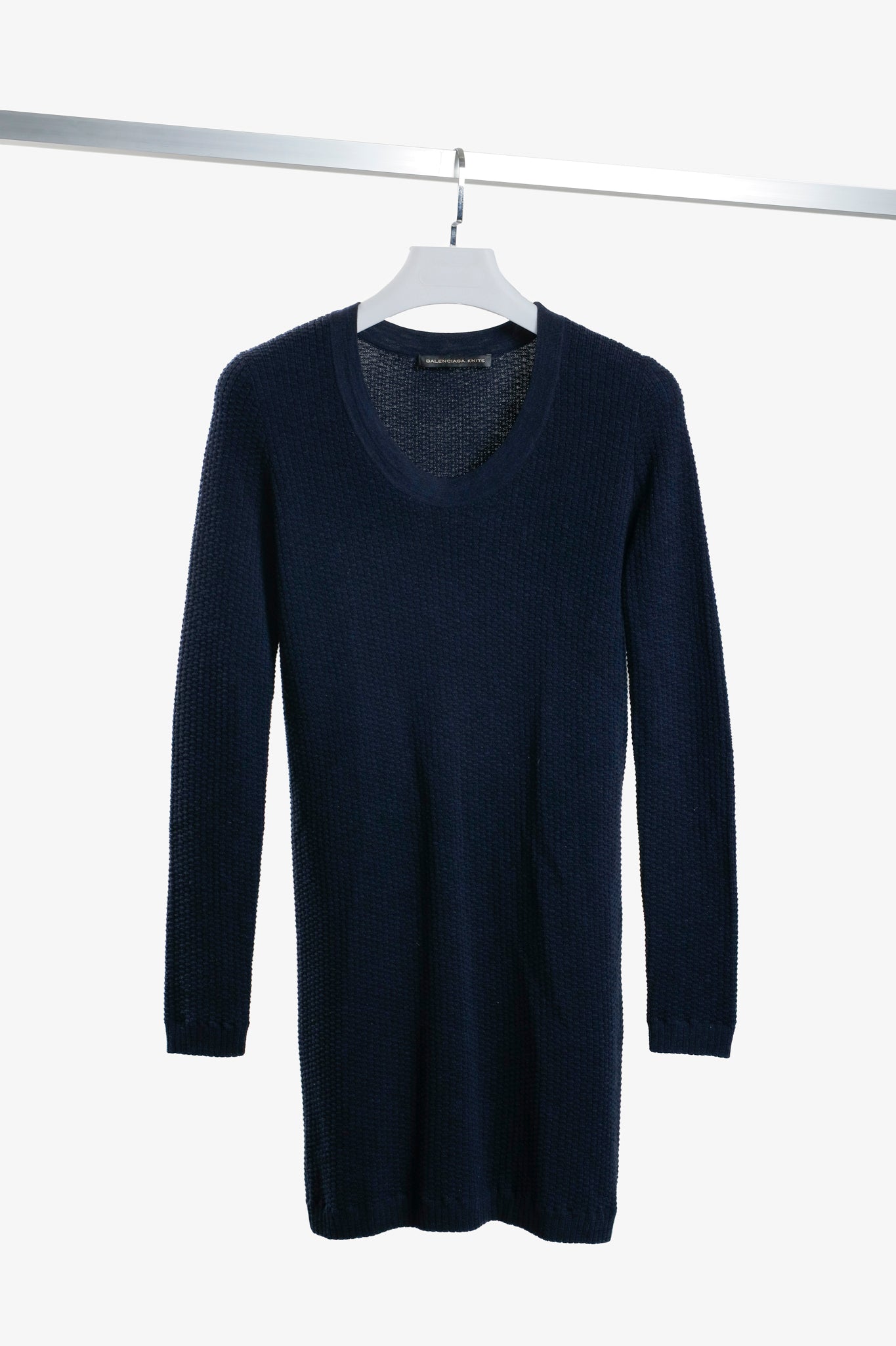 Balenciaga Navy Blue Knit Sweater Dress