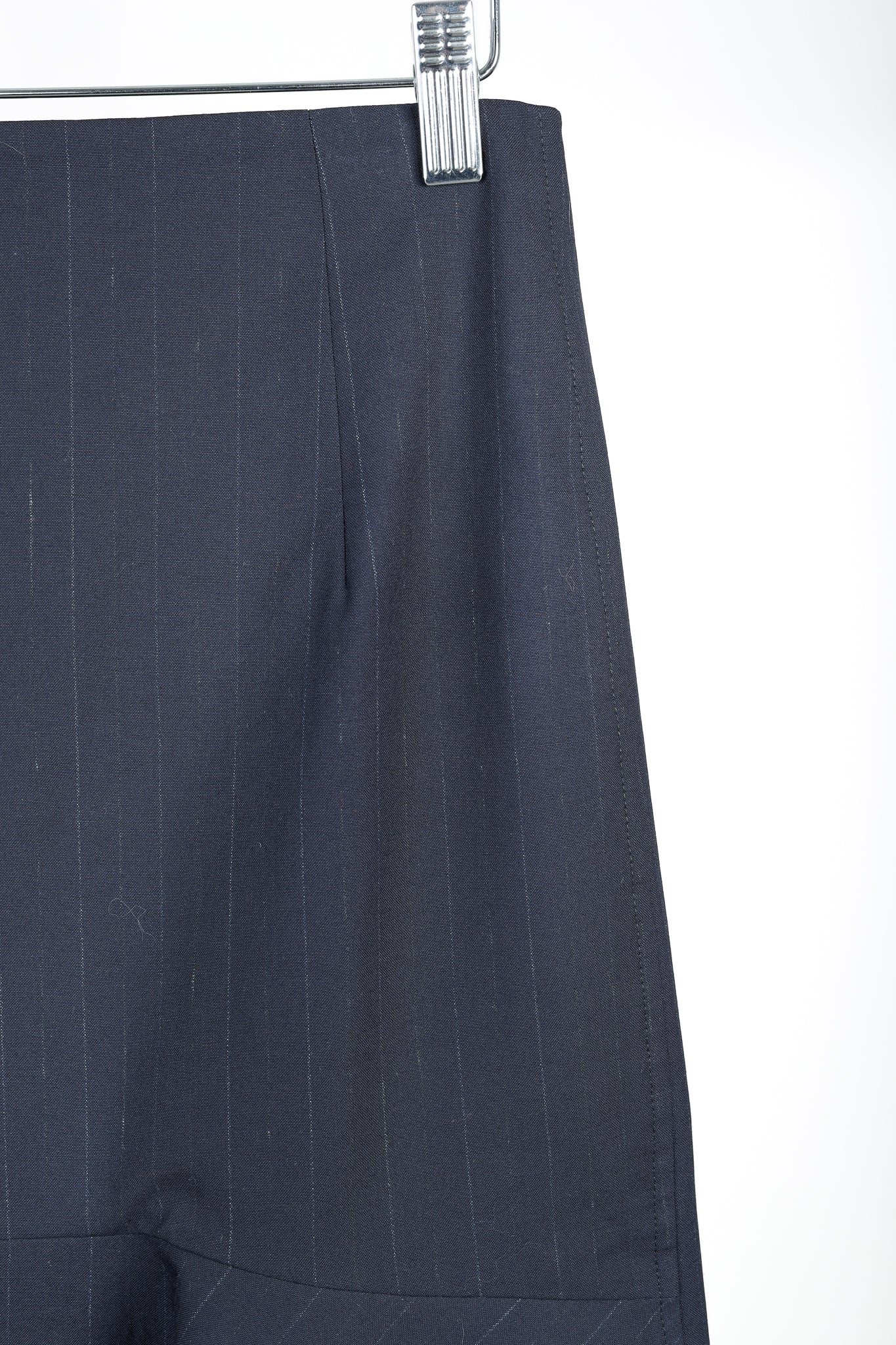 Balenciaga 2019 Navy Chalk Pinstripe Wool Trumpet Skirt