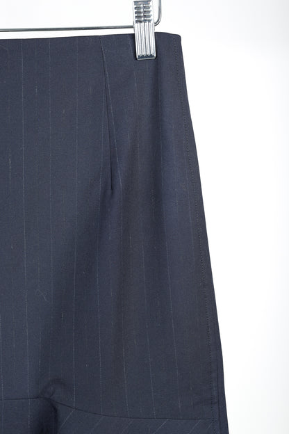 Balenciaga 2019 Navy Chalk Pinstripe Wool Trumpet Skirt