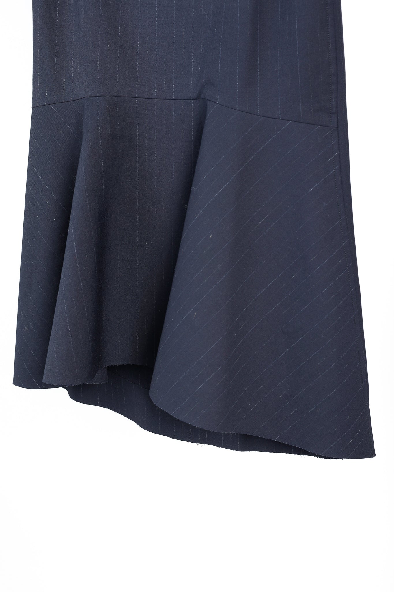 Balenciaga 2019 Navy Chalk Pinstripe Wool Trumpet Skirt