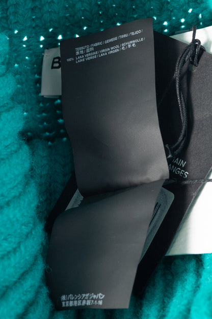 Balenciaga AW17 Runway Turquoise Oversized Ribbed Wool Turtleneck Sweater