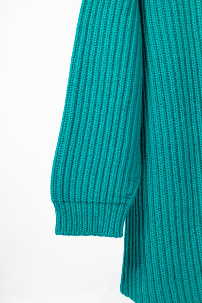 Balenciaga AW17 Runway Turquoise Oversized Ribbed Wool Turtleneck Sweater
