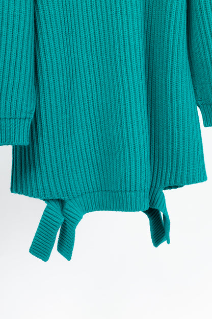Balenciaga AW17 Runway Turquoise Oversized Ribbed Wool Turtleneck Sweater