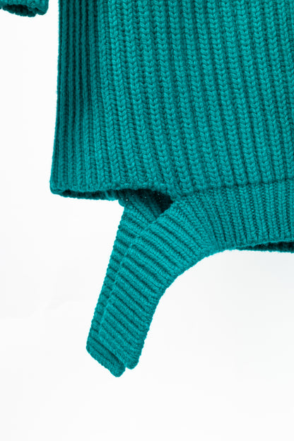 Balenciaga AW17 Runway Turquoise Oversized Ribbed Wool Turtleneck Sweater