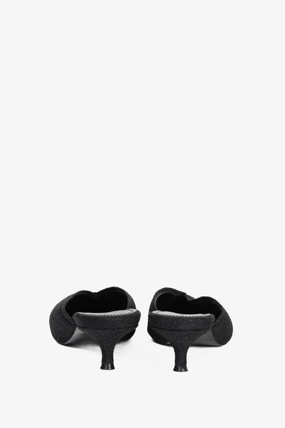 Balenciaga Black Glitter Knit Pointed-Toe Knife Mules