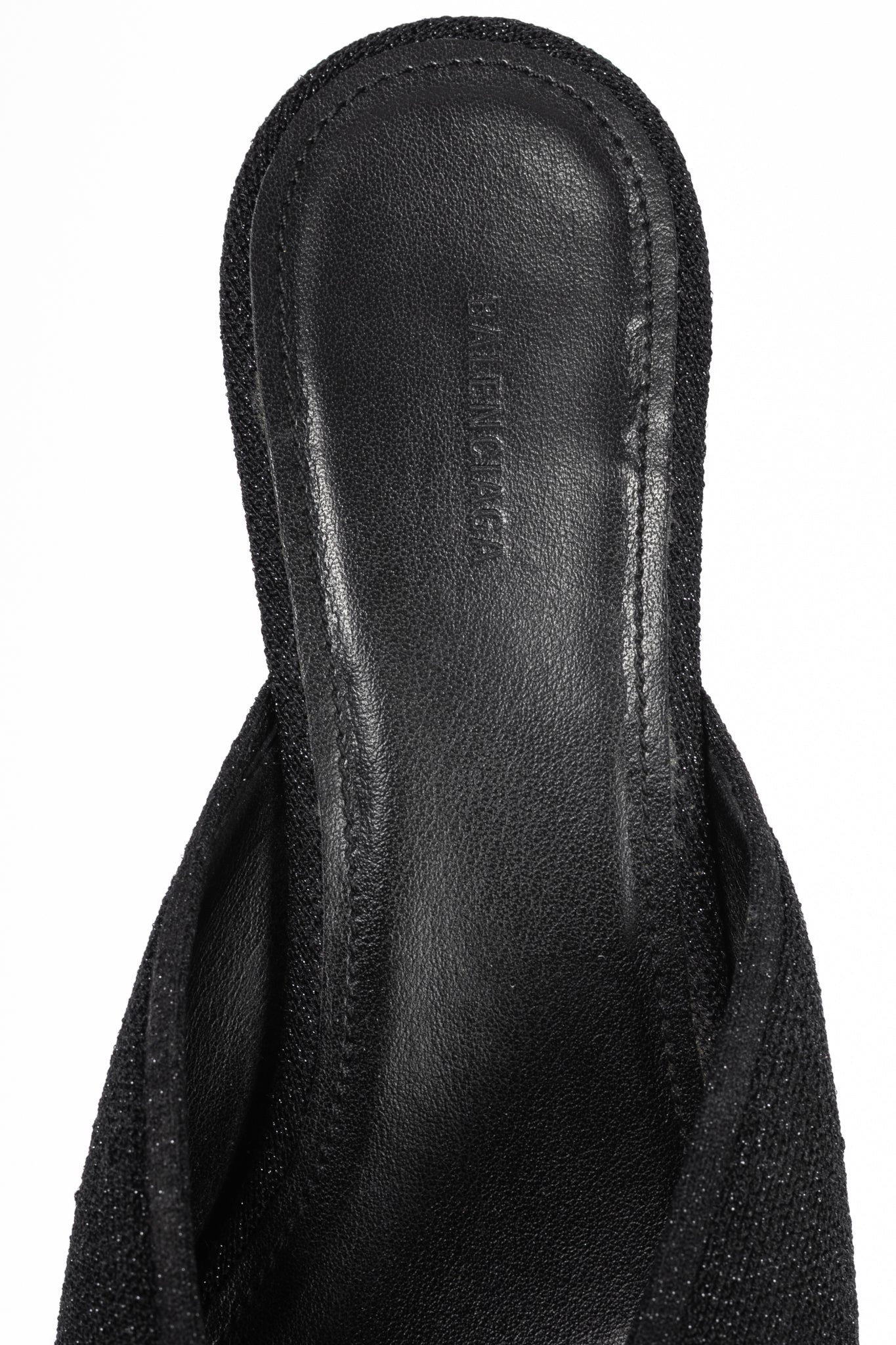 Balenciaga Black Glitter Knit Pointed-Toe Knife Mules