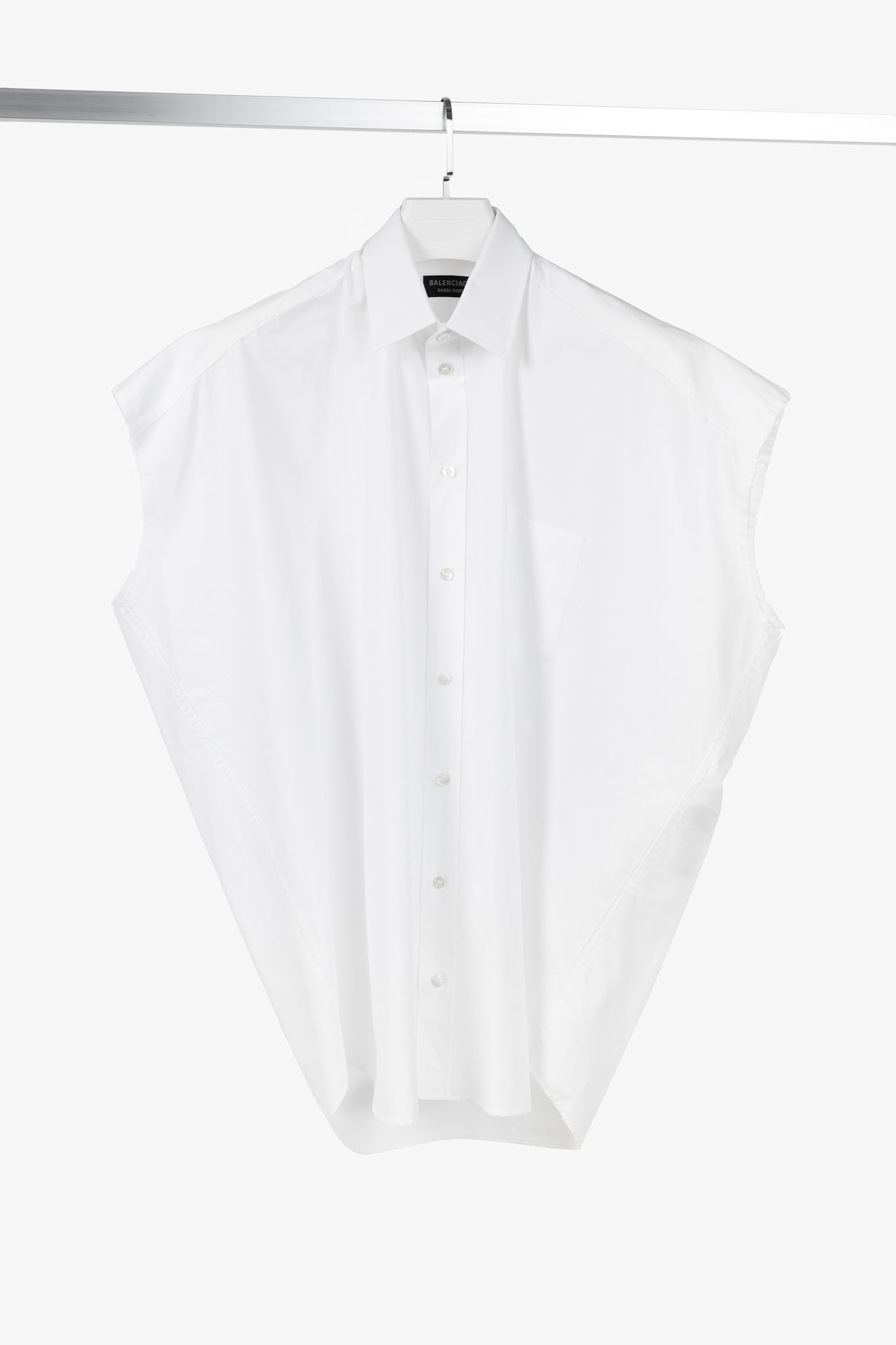 Balenciaga White Oversized Cotton Poplin Raw-Cut Shirt