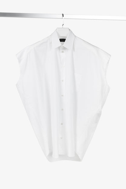 Balenciaga White Oversized Cotton Poplin Raw-Cut Shirt