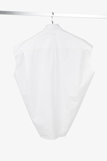 Balenciaga White Oversized Cotton Poplin Raw-Cut Shirt