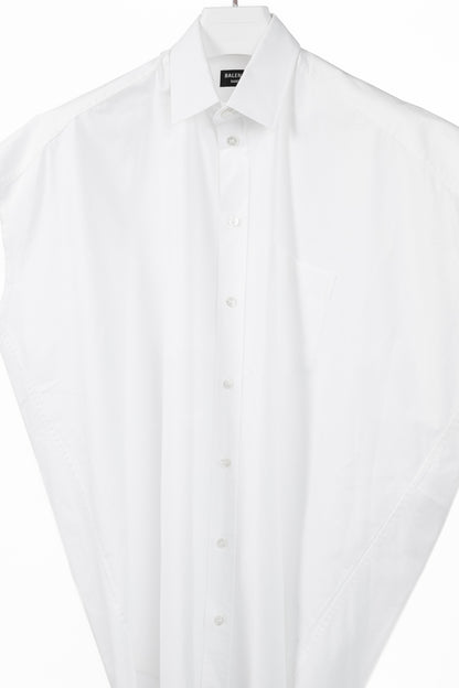 Balenciaga White Oversized Cotton Poplin Raw-Cut Shirt