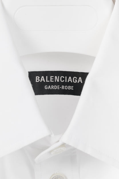 Balenciaga White Oversized Cotton Poplin Raw-Cut Shirt