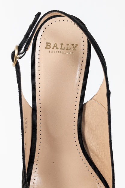 Bally Ciel Black Fabric Slingback Pointed-Toe Heels