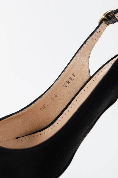 Bally Ciel Black Fabric Slingback Pointed-Toe Heels