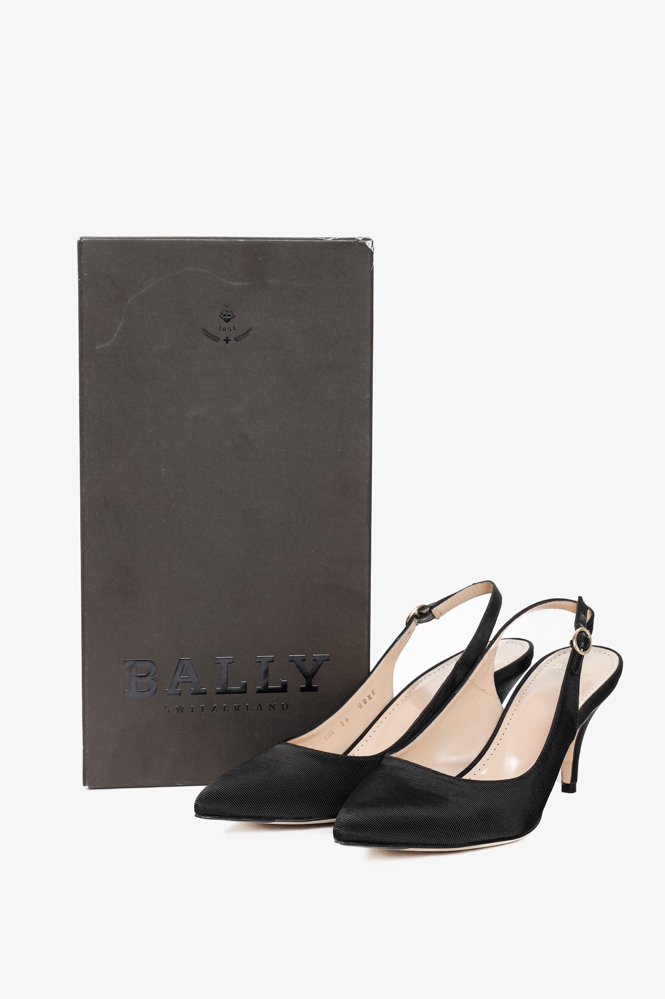 Bally Ciel Black Fabric Slingback Pointed-Toe Heels
